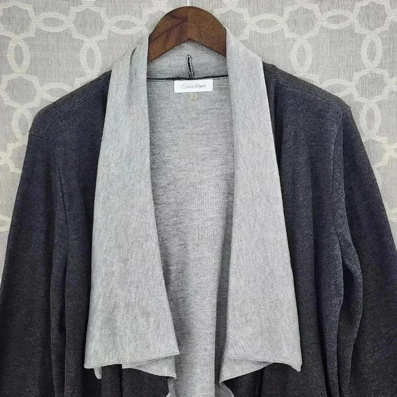 Calvin Klein Open Front Waterfall Women's Sweater Cardigan L - Picture 2 of 8